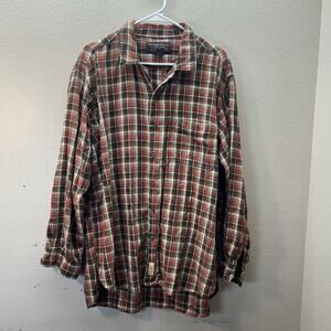 Vintage Abercrombie & Fitch Flannel Mens Red Soft Western Plaid Shirt SZ M